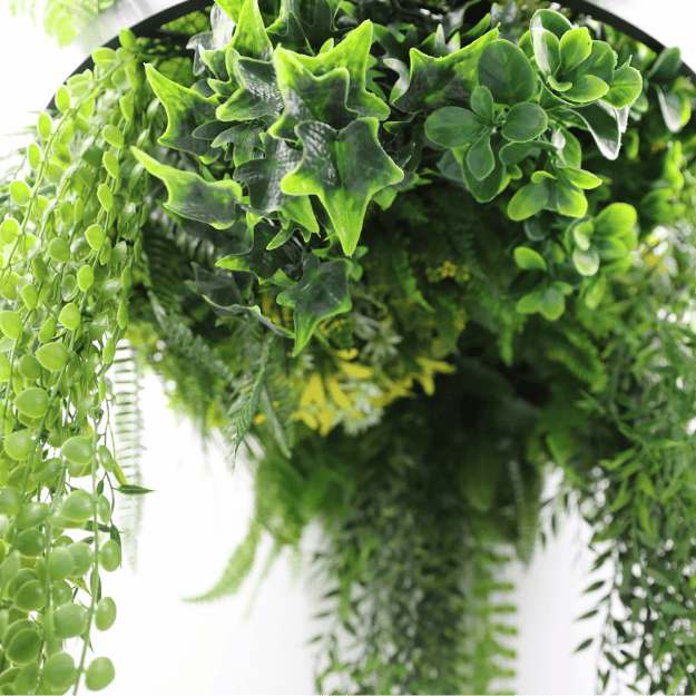 מפל צמחייה מלאכותית - דגם "ג'ונגל" קוטר 60 ס״מ | מסגרת בגימור שחור - DecorYarok