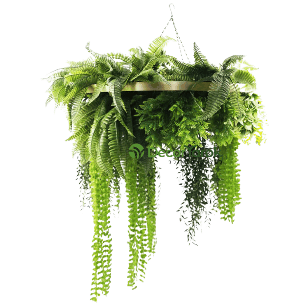 מפל צמחייה מלאכותית - דגם "שרך" קוטר 80 ס״מ | מסגרת בגימור זהב - DecorYarok